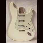S-Style Body / Alder / 3 lbs. 13 oz. / Nitrocellulose 'Aged Olympic White' / Light-Med. Relic (#GIN-3649)