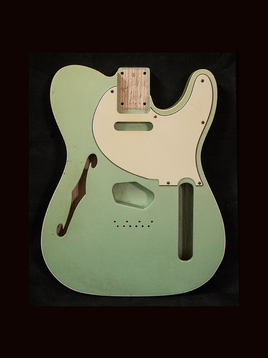T-Style Body (T-Hollow) - Pickguard Included! /Swamp Ash / 3 lbs. 10 oz. / Nitrocellulose 'Avocado Mist' / Light Relic (#GIN-3710)
