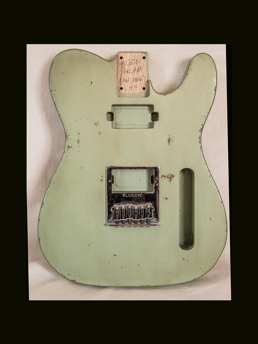 T-Style Body / Swamp Ash / 4 lbs. 4 oz. / Nitrocellulose 'Avocado Mist' / Med. Relic (#GIN-3743) - Image 2