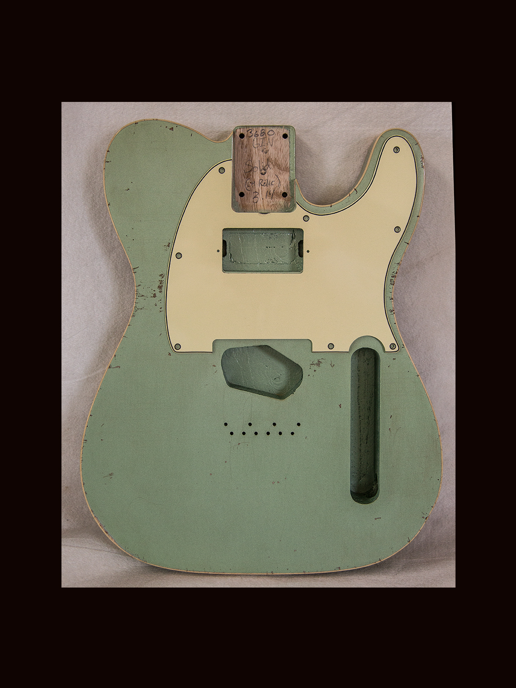 T-Style Body / Swamp Ash / 3 lbs. 14 oz. / Nitrocellulose 'Avocado Mist' / Double Bound / Light - Med. Relic (#GIN-3680)
