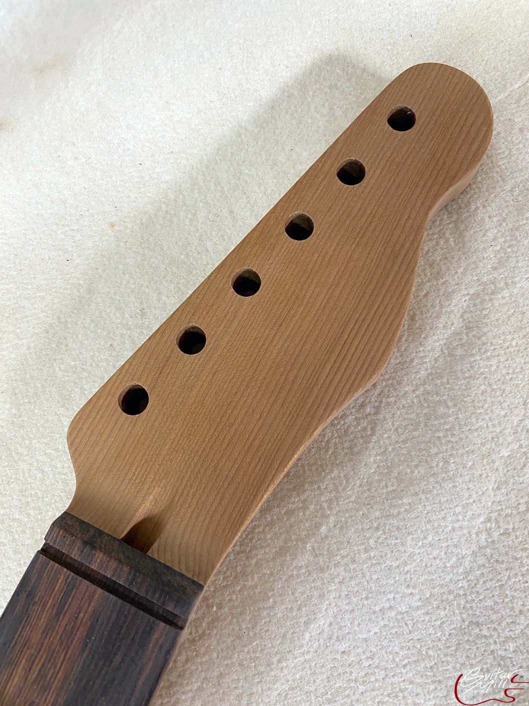 T-Style Replacement Neck / 2 pc. Roasted 1/4 Sawn Maple & Madagascar Rosewood / Chunky C / Headstock Adjust (#GIN-3688) - Image 3