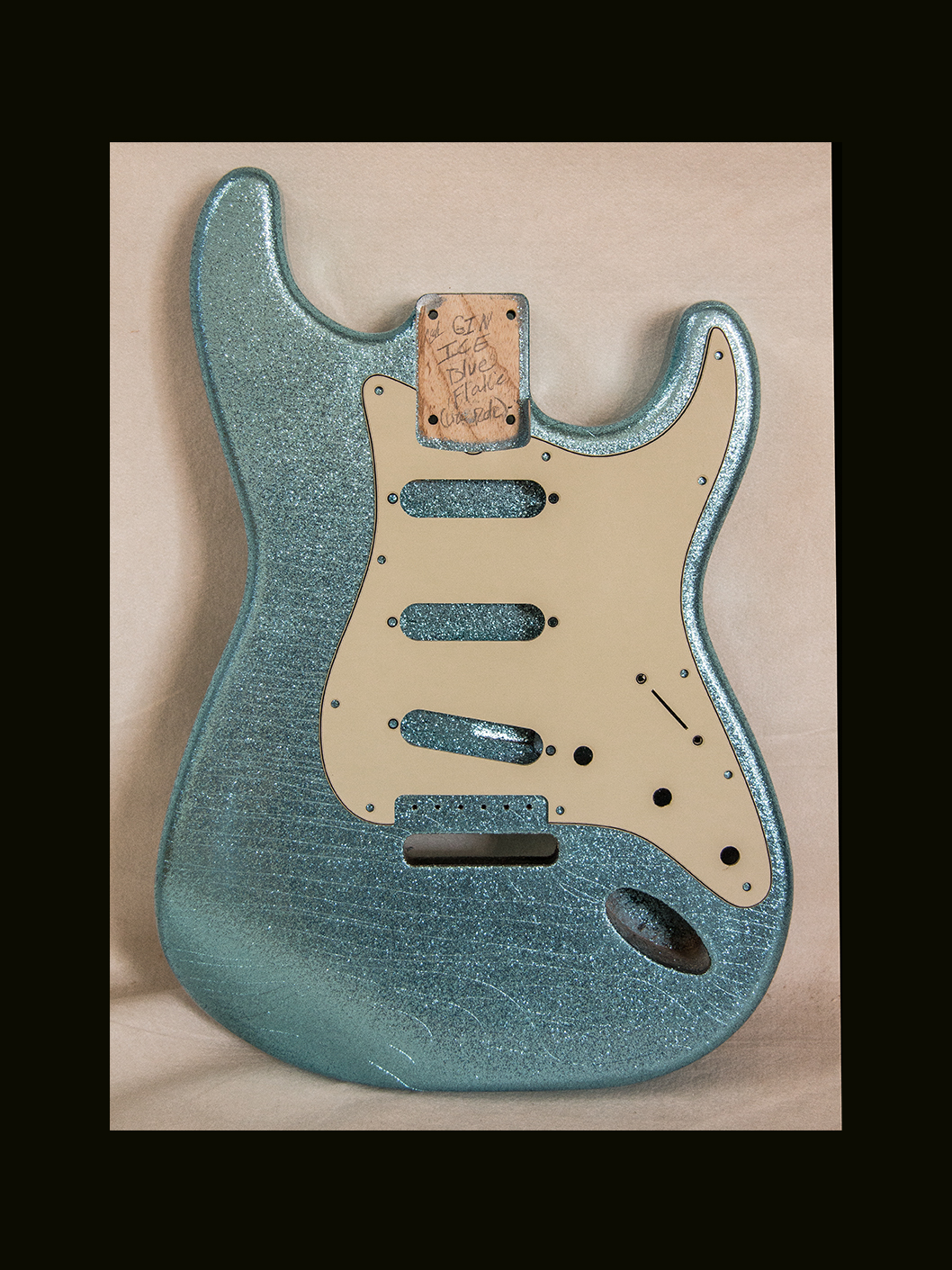 S-Style Body / Swamp Ash / 3 lbs. 9 oz. / Nitrocellulose 'Ice Blue Flake' / 'Closet Clean' w/ Lacquer checking (#GIN-3748)