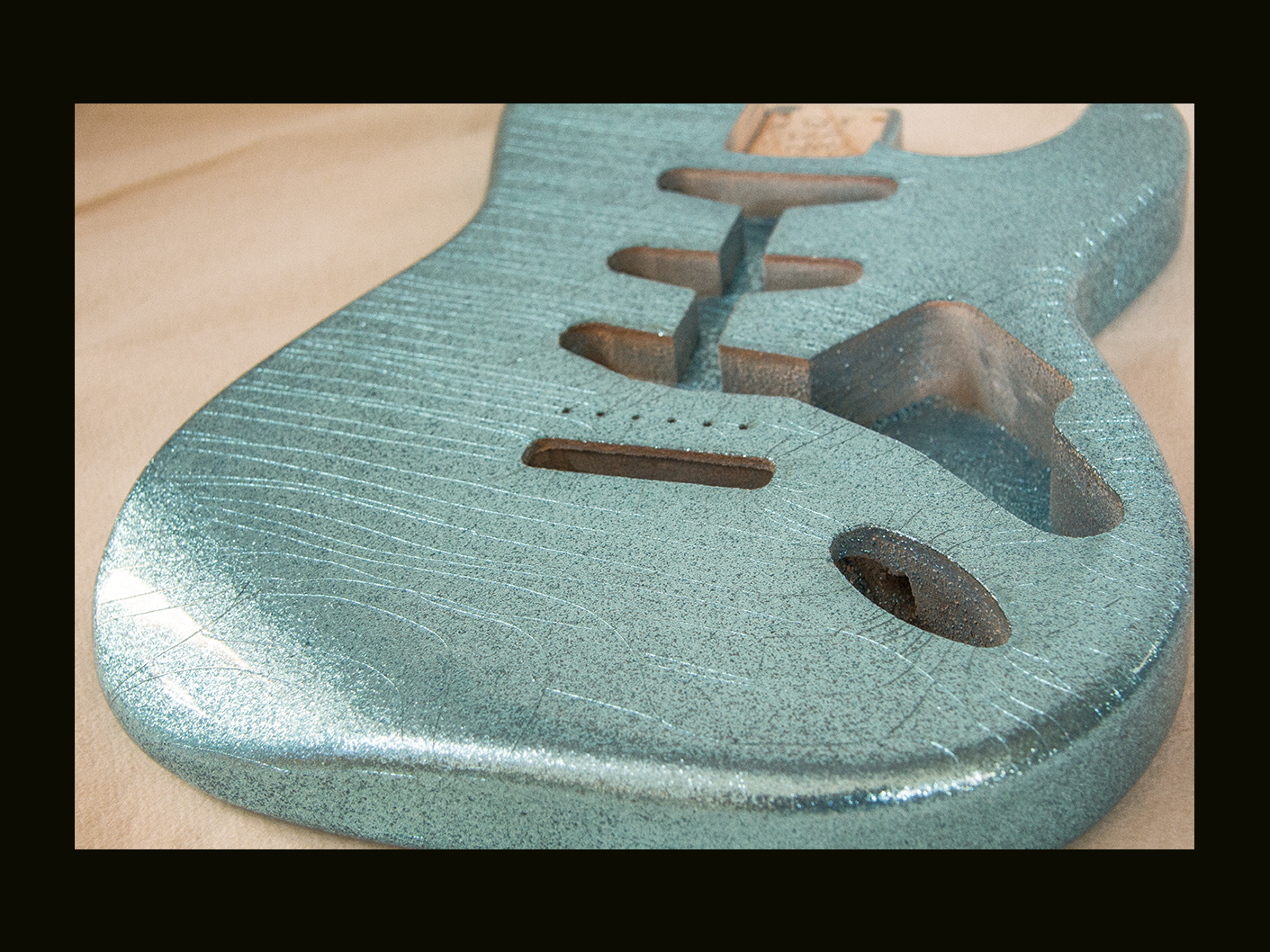 S-Style Body / Swamp Ash / 3 lbs. 9 oz. / Nitrocellulose 'Ice Blue Flake' / 'Closet Clean' w/ Lacquer checking (#GIN-3748) - Image 4