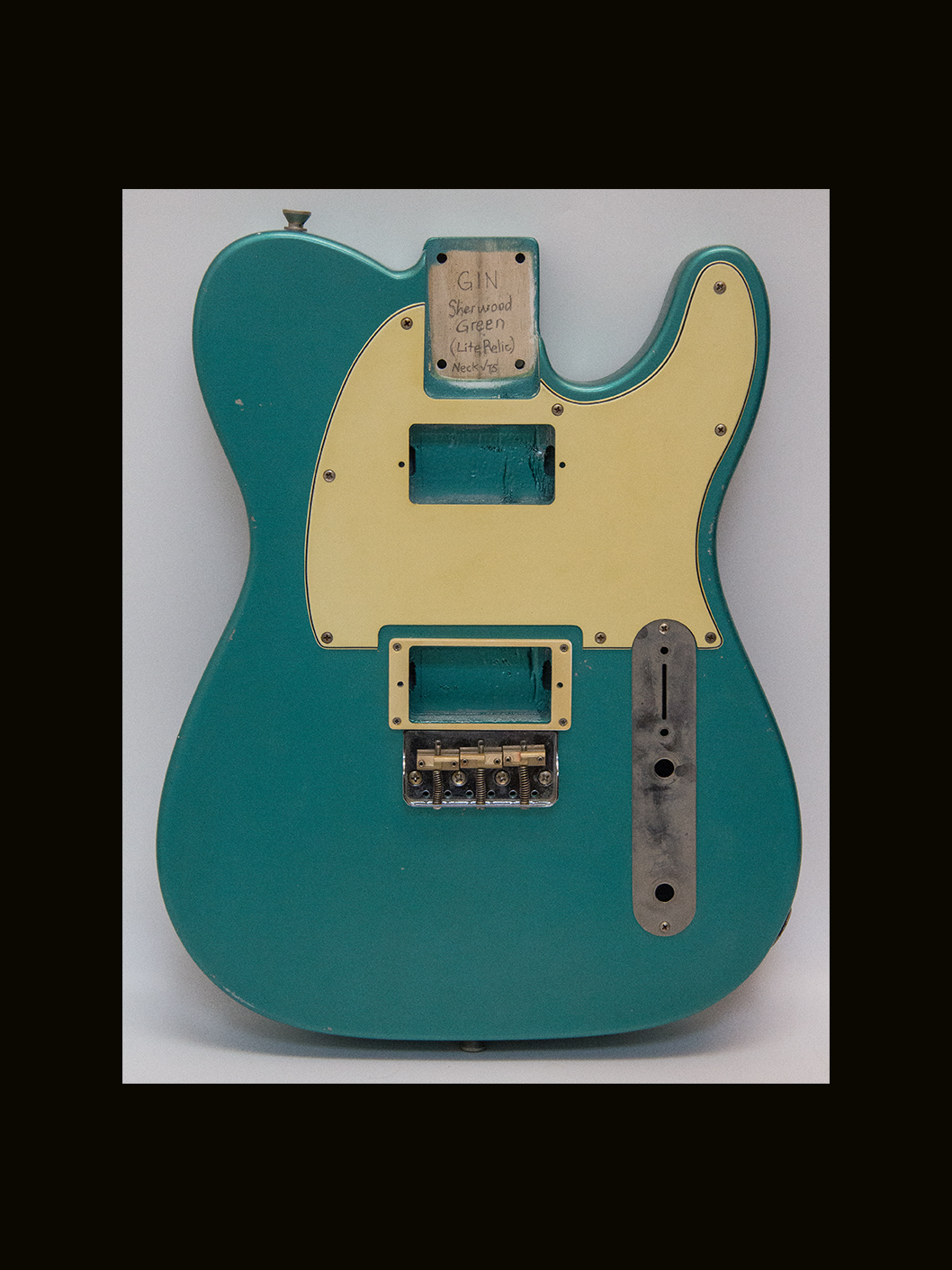 T-Style Body - Partially Assembled - Parts Included! / Paulownia / 2 lbs. 14 oz. / Nitrocellulose 'Sherwood Green' / Light Relic (#GIN-3820)