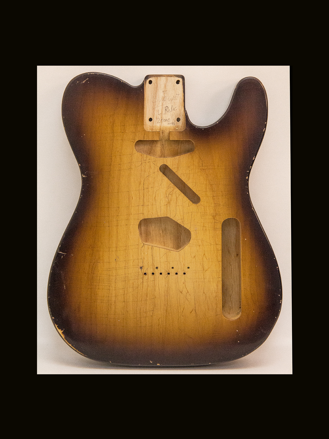 T-Style Body / 1 PC. Swamp Ash / 4 lbs. 8 oz. / Nitrocellulose 'Chocolate Burst'/ Light Relic (#GIN-3865) - Image 2