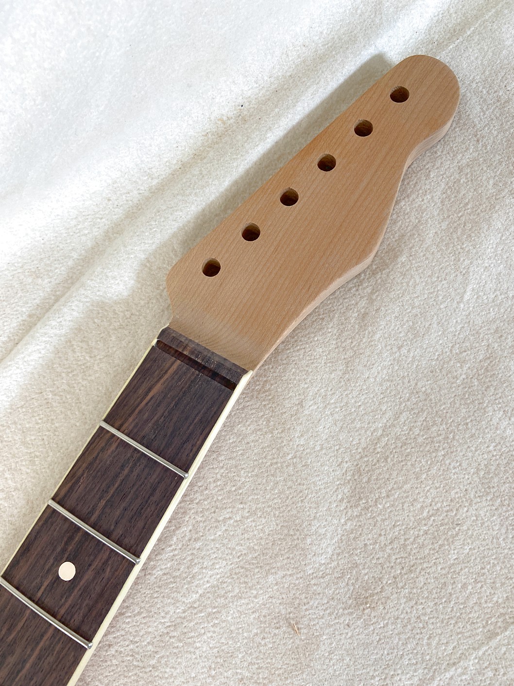 T-Style Replacement Neck / 2 pc. Roasted 1/4 Sawn Maple & Indian Rosewood / Cream Binding / Chunky C (#GIN-4109)