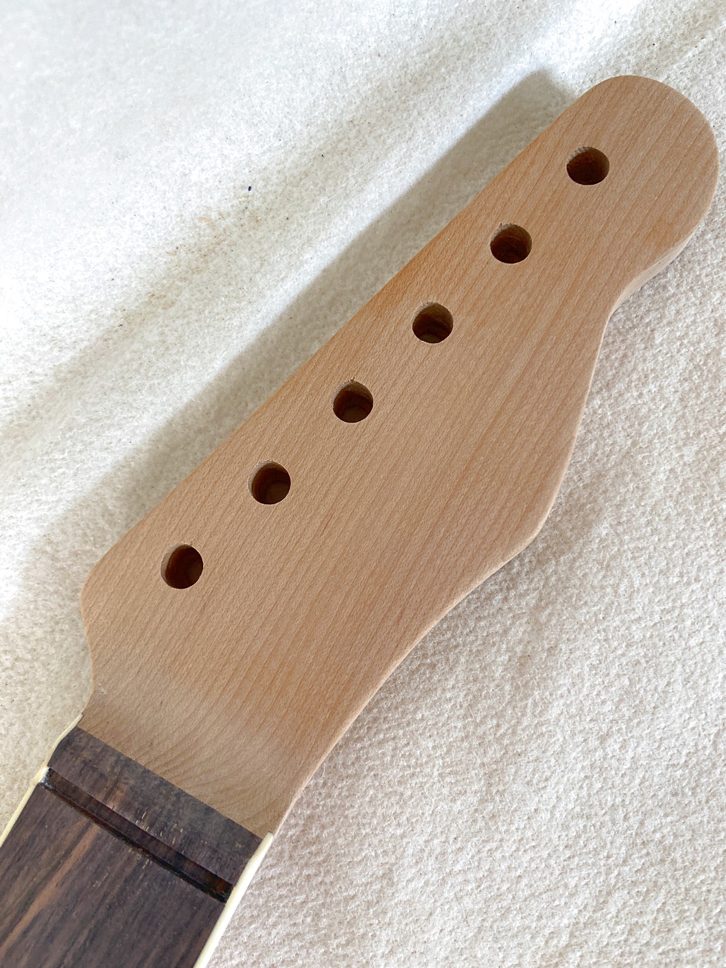 T-Style Replacement Neck / 2 pc. Roasted 1/4 Sawn Maple & Indian Rosewood / Cream Binding / Chunky C (#GIN-4109) - Image 3