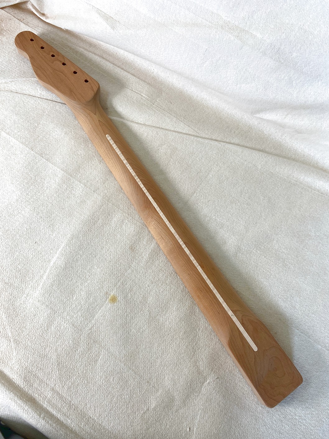 T-Style Replacement Neck / 1 pc. Roasted Maple w/ Flame Maple Skunk Stripe / No Top Dots / Classic C (#GIN-4123) - Image 6