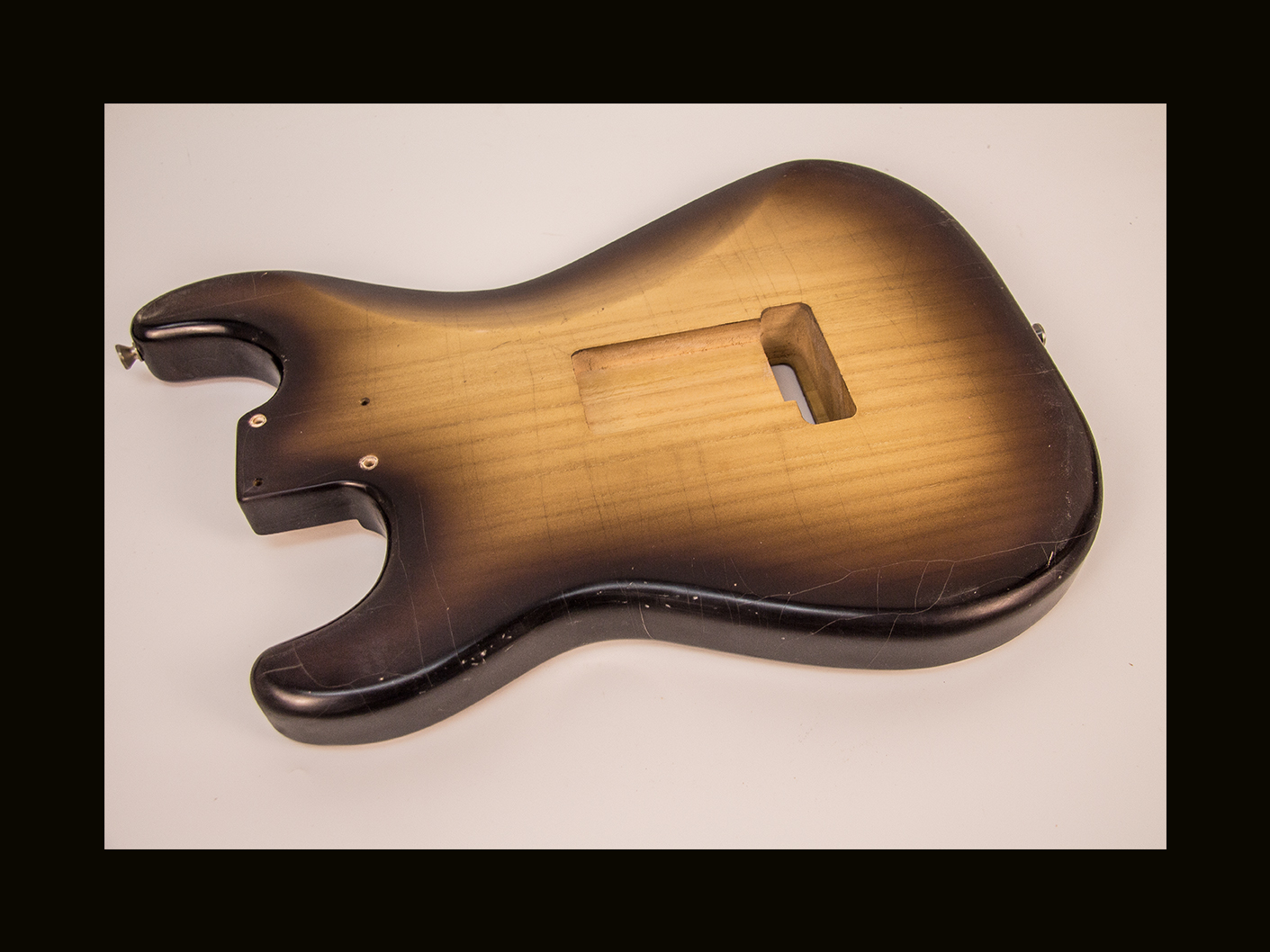 S-Style Body / Paulownia / 2 lbs. 3 oz. / Nitrocellulose 'Chocolate Burst' / Light Relic (#GIN-4136) - Image 4