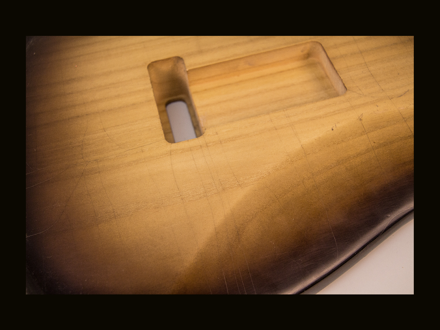 S-Style Body / Paulownia / 2 lbs. 3 oz. / Nitrocellulose 'Chocolate Burst' / Light Relic (#GIN-4136) - Image 5