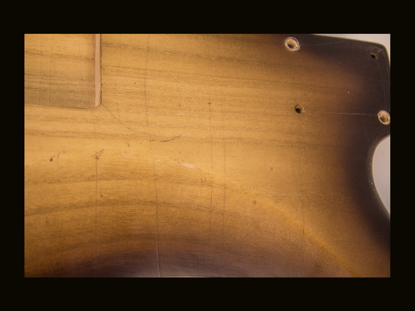 S-Style Body / Paulownia / 2 lbs. 3 oz. / Nitrocellulose 'Chocolate Burst' / Light Relic (#GIN-4136) - Image 6