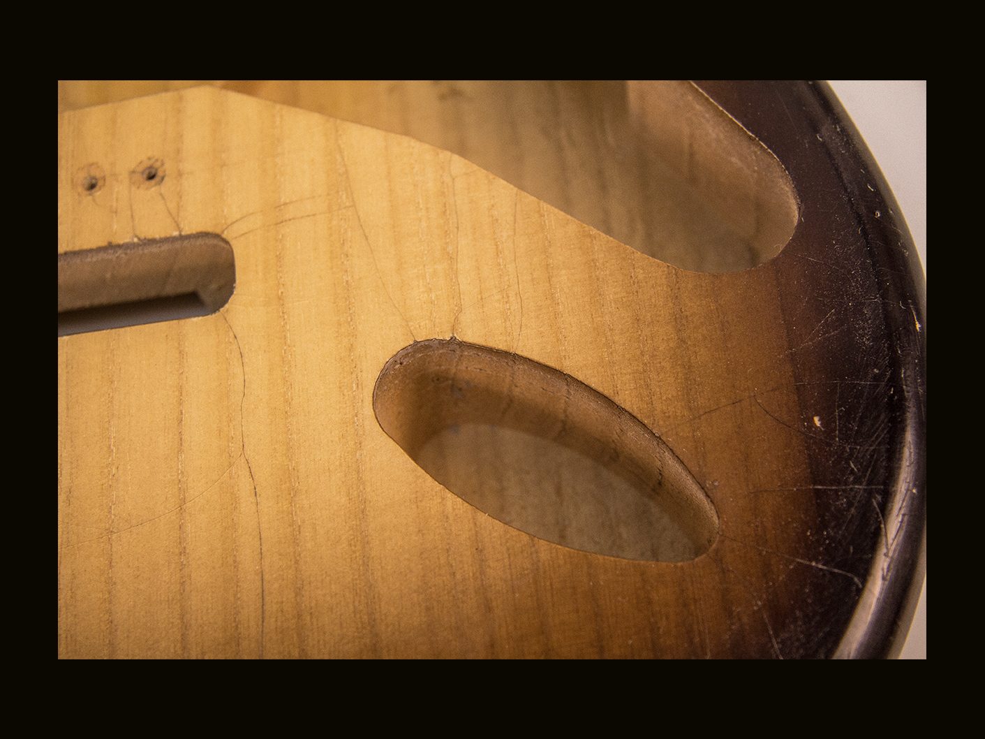 S-Style Body / Paulownia / 2 lbs. 3 oz. / Nitrocellulose 'Chocolate Burst' / Light Relic (#GIN-4136) - Image 7