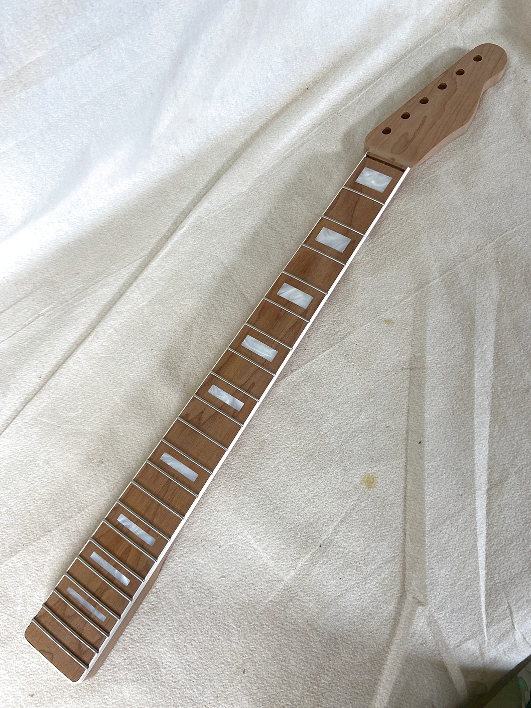 T-Style Replacement Neck / 1 pc. Roasted Maple w/ Parchment Binding / MOP Blocks / Classic C (#GIN-4207) - Image 2